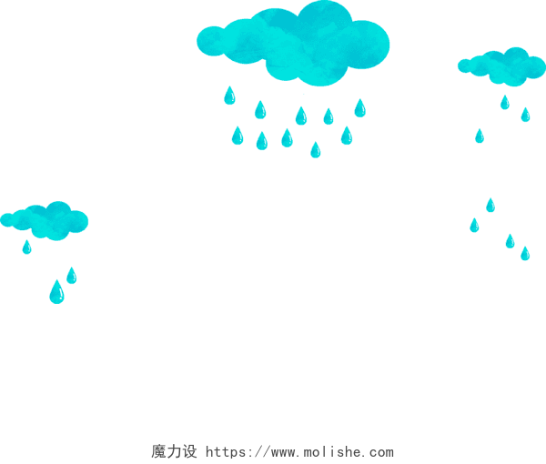 可爱卡通云朵雨滴下雨素材